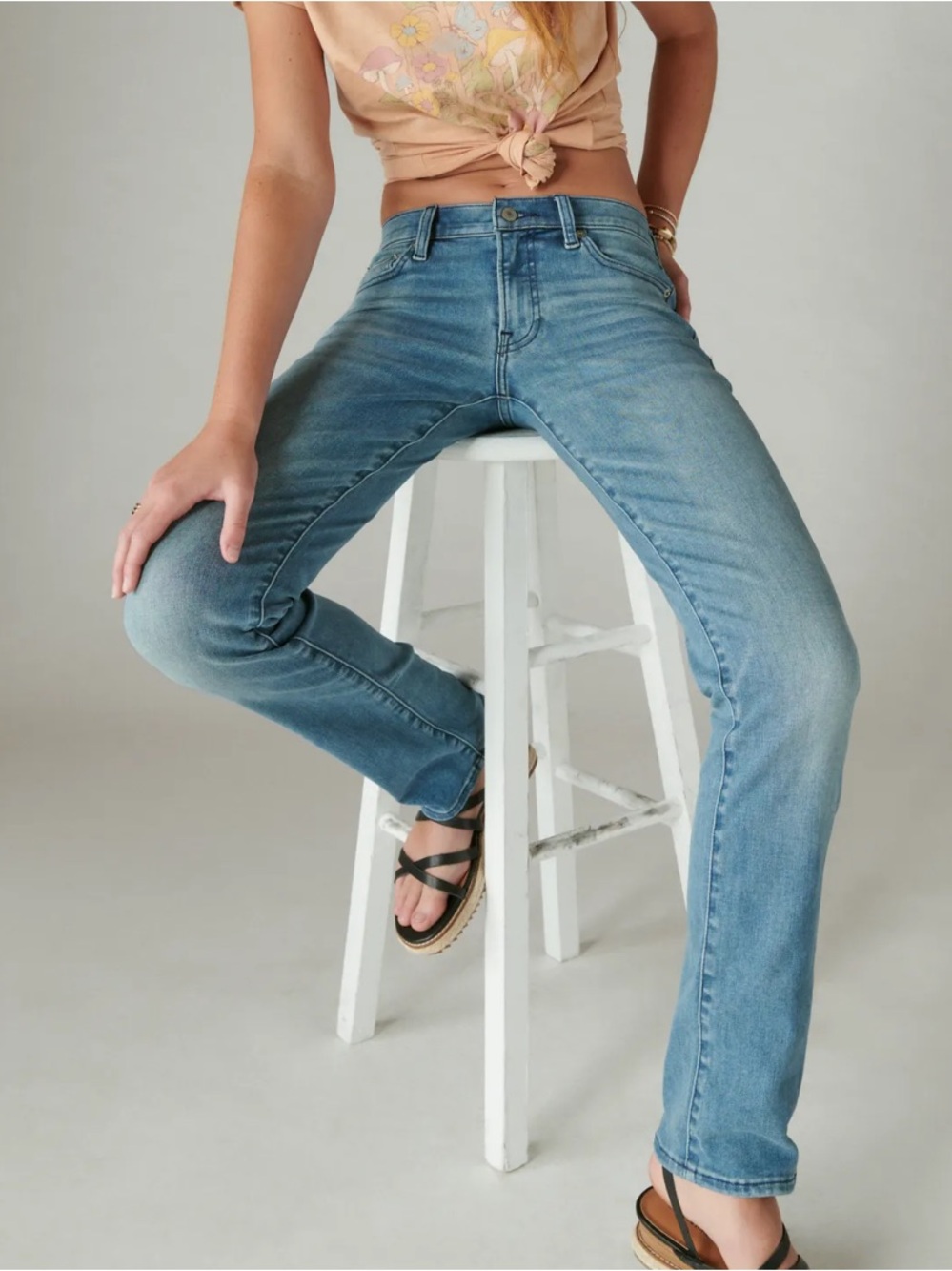 NWT Lucky Brand Sweet Straight Ankle Jeans Size 14 Glass Mount Medium Wash